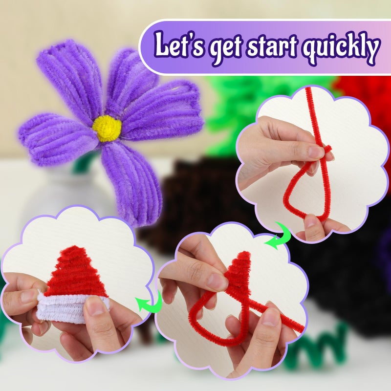 Mnuizu 200pcs Pipe Cleaners,Pipe Cleaners Chenille Stems for Craft, Fuzzy Sticks Christmas Craft Supplies for DIY Art & Creative Crafts Decorations(Purple) - Image 5